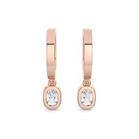 Earring Huggies with Bezel Lab-grown Diamond Drop