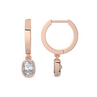 Earring Huggies with Bezel Lab-grown Diamond Drop
