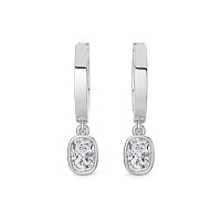 Earring Huggies with Bezel Lab-grown Diamond Drop