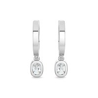 Earring Huggies with Bezel Lab-grown Diamond Drop