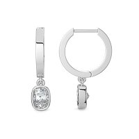 Earring Huggies with Bezel Lab-grown Diamond Drop