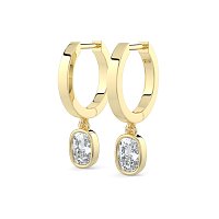 Earring Huggies with Bezel Lab-grown Diamond Drop
