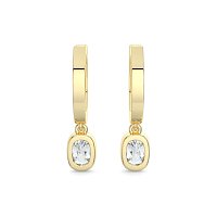 Earring Huggies with Bezel Lab-grown Diamond Drop