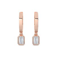 Earring Huggies with Bezel Lab-grown Diamond Drop