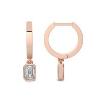 Earring Huggies with Bezel Lab-grown Diamond Drop