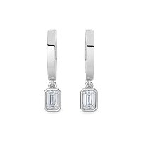 Earring Huggies with Bezel Lab-grown Diamond Drop