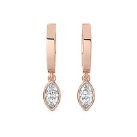 Earring Huggies with Bezel Lab-grown Diamond Drop