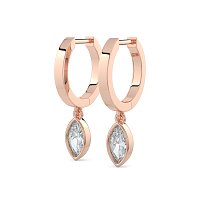 Earring Huggies with Bezel Lab-grown Diamond Drop