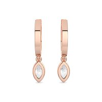 Earring Huggies with Bezel Lab-grown Diamond Drop