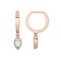 Earring Huggies with Bezel Lab-grown Diamond Drop