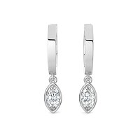 Earring Huggies with Bezel Lab-grown Diamond Drop