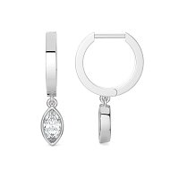 Earring Huggies with Bezel Lab-grown Diamond Drop