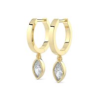 Earring Huggies with Bezel Lab-grown Diamond Drop