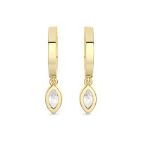 Earring Huggies with Bezel Lab-grown Diamond Drop