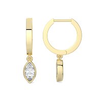 Earring Huggies with Bezel Lab-grown Diamond Drop