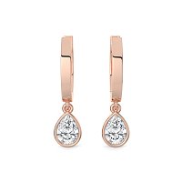 Earring Huggies with Bezel Lab-grown Diamond Drop