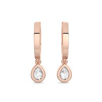 Earring Huggies with Bezel Lab-grown Diamond Drop