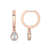 Earring Huggies with Bezel Lab-grown Diamond Drop