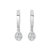 Earring Huggies with Bezel Lab-grown Diamond Drop