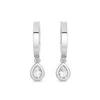 Earring Huggies with Bezel Lab-grown Diamond Drop