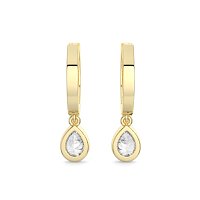 Earring Huggies with Bezel Lab-grown Diamond Drop