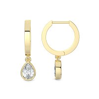 Earring Huggies with Bezel Lab-grown Diamond Drop