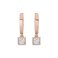Earring Huggies with Bezel Lab-grown Diamond Drop