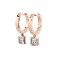 Earring Huggies with Bezel Lab-grown Diamond Drop