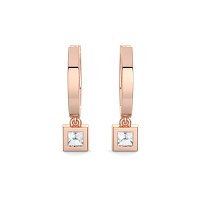 Earring Huggies with Bezel Lab-grown Diamond Drop