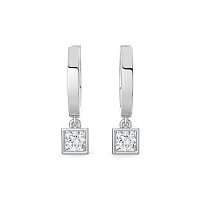 Earring Huggies with Bezel Lab-grown Diamond Drop