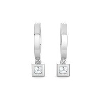 Earring Huggies with Bezel Lab-grown Diamond Drop