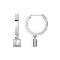 Earring Huggies with Bezel Lab-grown Diamond Drop