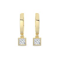 Earring Huggies with Bezel Lab-grown Diamond Drop