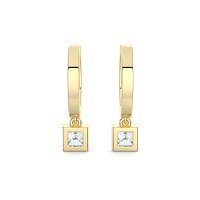 Earring Huggies with Bezel Lab-grown Diamond Drop