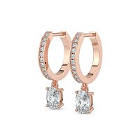 Diamond Earring Huggies with Claw Set Lab-grown Diamond Drop