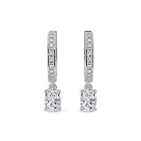 Diamond Earring Huggies with Claw Set Lab-grown Diamond Drop