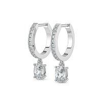 Diamond Earring Huggies with Claw Set Lab-grown Diamond Drop
