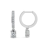 Diamond Earring Huggies with Claw Set Lab-grown Diamond Drop