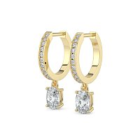 Diamond Earring Huggies with Claw Set Lab-grown Diamond Drop