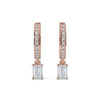 Diamond Earring Huggies with Claw Set Lab-grown Diamond Drop