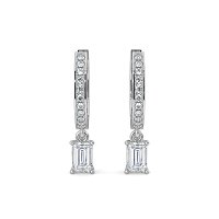 Diamond Earring Huggies with Claw Set Lab-grown Diamond Drop