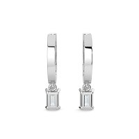 Diamond Earring Huggies with Claw Set Lab-grown Diamond Drop