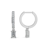 Diamond Earring Huggies with Claw Set Lab-grown Diamond Drop
