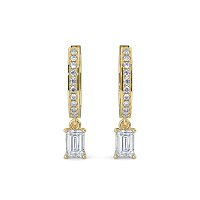 Diamond Earring Huggies with Claw Set Lab-grown Diamond Drop