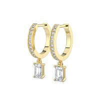 Diamond Earring Huggies with Claw Set Lab-grown Diamond Drop