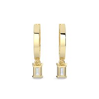 Diamond Earring Huggies with Claw Set Lab-grown Diamond Drop