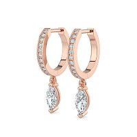 Diamond Earring Huggies with Claw Set Lab-grown Diamond Drop