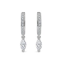 Diamond Earring Huggies with Claw Set Lab-grown Diamond Drop