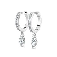 Diamond Earring Huggies with Claw Set Lab-grown Diamond Drop