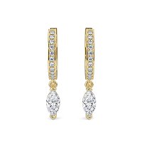 Diamond Earring Huggies with Claw Set Lab-grown Diamond Drop